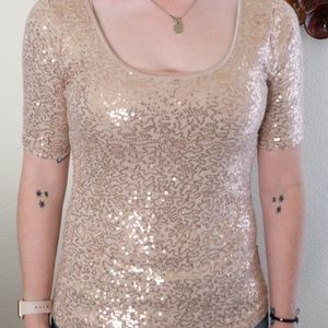 Banana Republic Sequin Beige Top